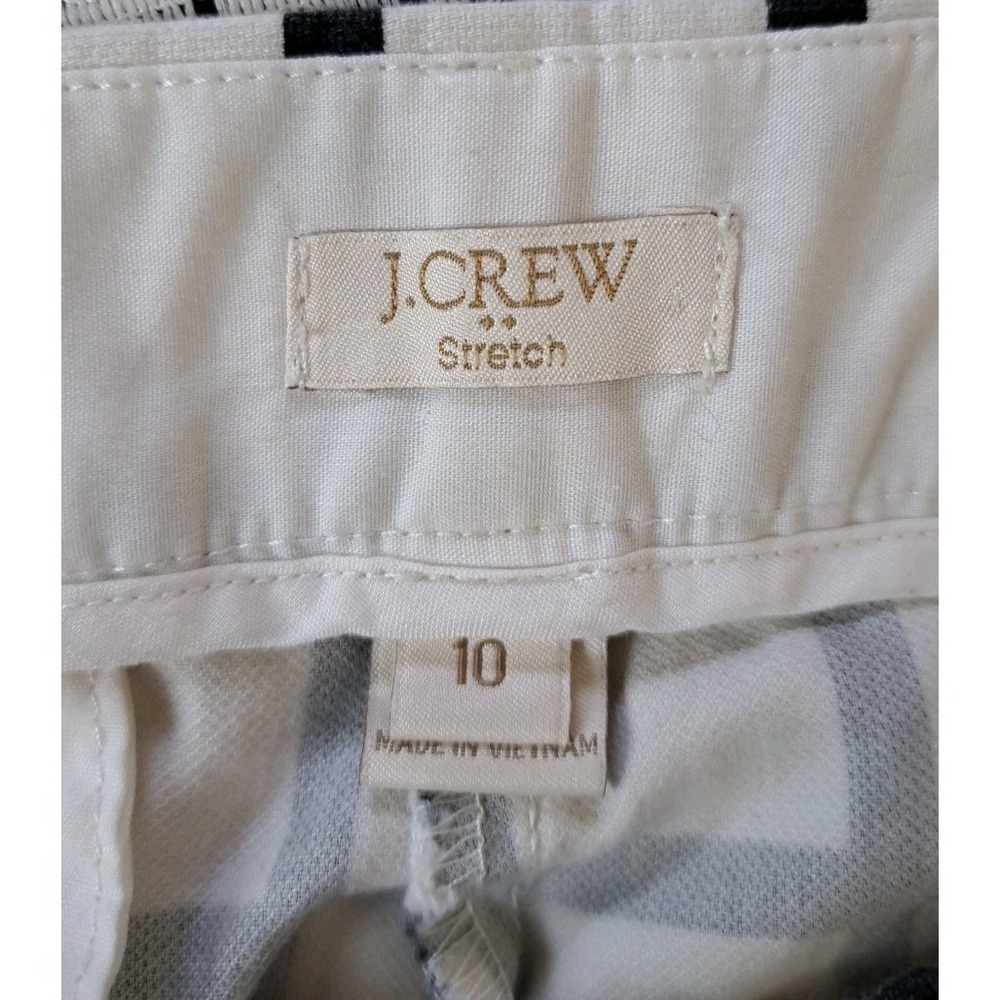 J.Crew Ankle Pants 10 Ivory Black Windowpane Flat Front Pockets Stretch Preppy - Picture 4 of 12